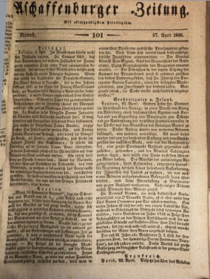 Aschaffenburger Zeitung Mittwoch 27. April 1836