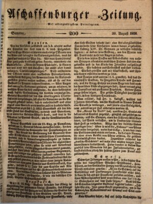 Aschaffenburger Zeitung Samstag 20. August 1836