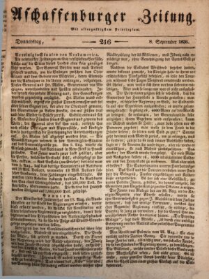 Aschaffenburger Zeitung Donnerstag 8. September 1836