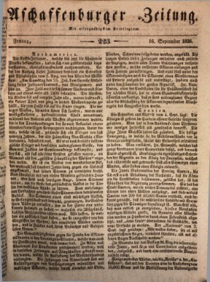 Aschaffenburger Zeitung Freitag 16. September 1836