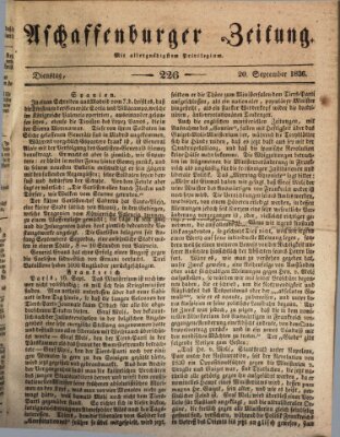 Aschaffenburger Zeitung Dienstag 20. September 1836