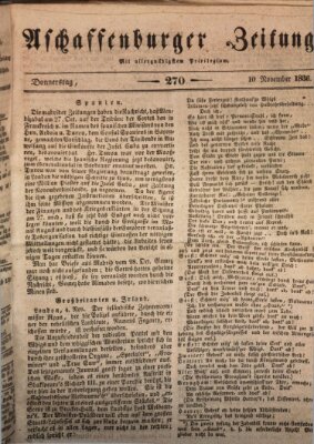 Aschaffenburger Zeitung Donnerstag 10. November 1836