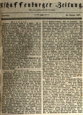 Aschaffenburger Zeitung Donnerstag 19. Januar 1837