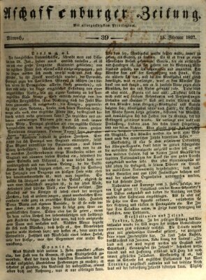 Aschaffenburger Zeitung Mittwoch 15. Februar 1837