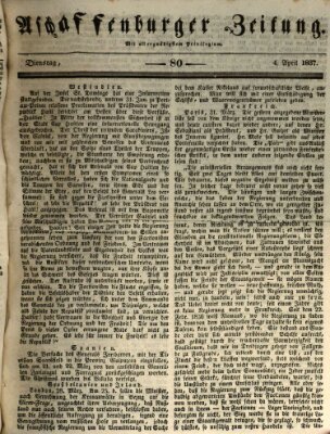 Aschaffenburger Zeitung Dienstag 4. April 1837