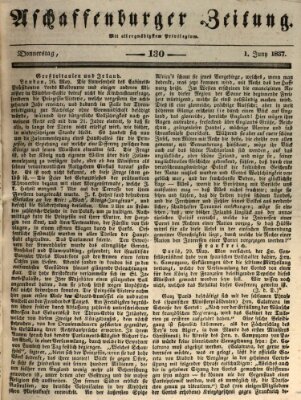 Aschaffenburger Zeitung Donnerstag 1. Juni 1837