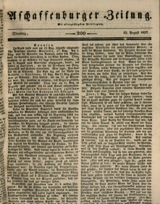 Aschaffenburger Zeitung Dienstag 22. August 1837