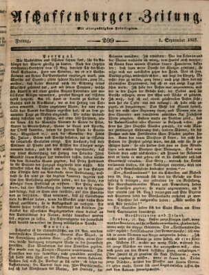 Aschaffenburger Zeitung Freitag 1. September 1837