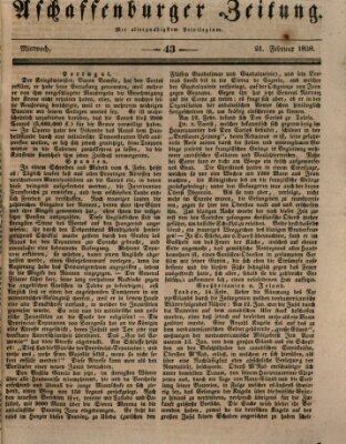 Aschaffenburger Zeitung Mittwoch 21. Februar 1838