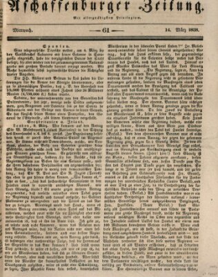 Aschaffenburger Zeitung Mittwoch 14. März 1838