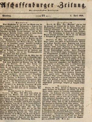 Aschaffenburger Zeitung Montag 2. April 1838