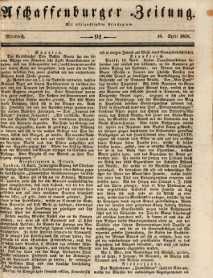 Aschaffenburger Zeitung Mittwoch 18. April 1838