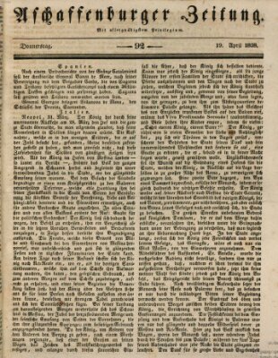 Aschaffenburger Zeitung Donnerstag 19. April 1838