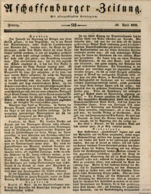 Aschaffenburger Zeitung Freitag 20. April 1838