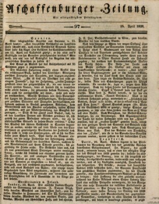 Aschaffenburger Zeitung Mittwoch 25. April 1838