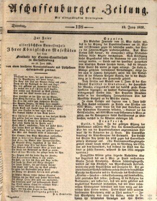 Aschaffenburger Zeitung Dienstag 12. Juni 1838