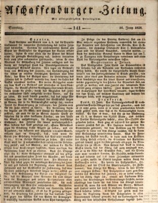 Aschaffenburger Zeitung Samstag 16. Juni 1838