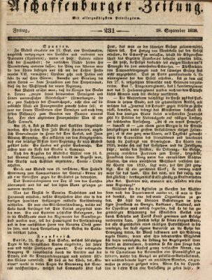Aschaffenburger Zeitung Freitag 28. September 1838