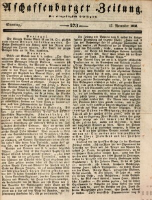 Aschaffenburger Zeitung Samstag 17. November 1838