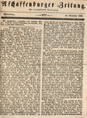 Aschaffenburger Zeitung Donnerstag 22. November 1838