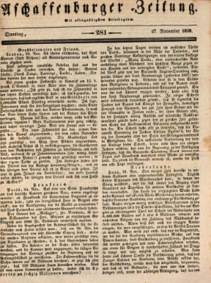 Aschaffenburger Zeitung Dienstag 27. November 1838