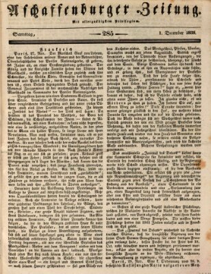 Aschaffenburger Zeitung Samstag 1. Dezember 1838