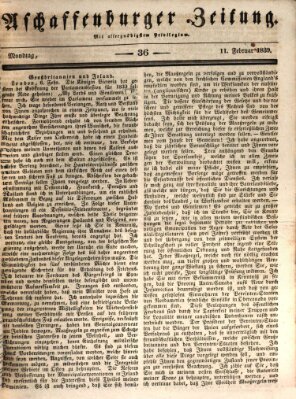 Aschaffenburger Zeitung Montag 11. Februar 1839