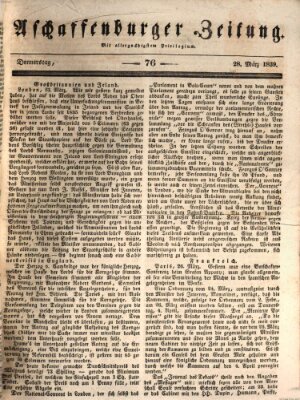 Aschaffenburger Zeitung Donnerstag 28. März 1839