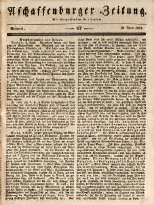 Aschaffenburger Zeitung Mittwoch 10. April 1839