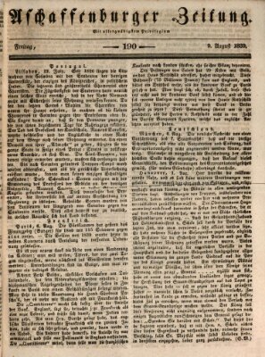 Aschaffenburger Zeitung Freitag 9. August 1839