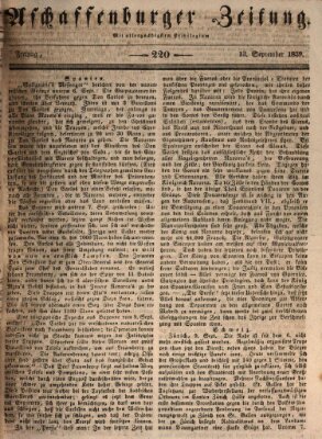 Aschaffenburger Zeitung Freitag 13. September 1839