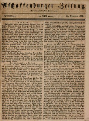 Aschaffenburger Zeitung Donnerstag 21. November 1839
