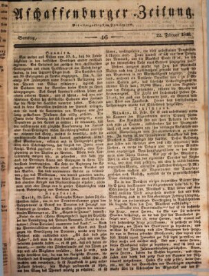 Aschaffenburger Zeitung Samstag 22. Februar 1840