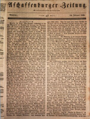Aschaffenburger Zeitung Montag 24. Februar 1840