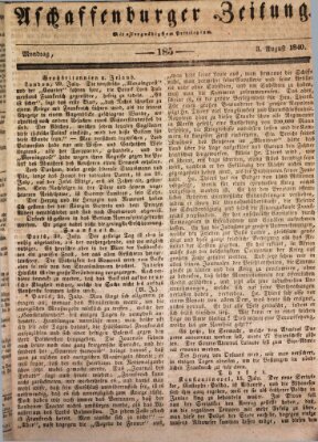 Aschaffenburger Zeitung Montag 3. August 1840
