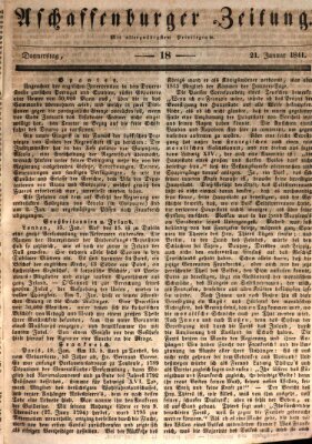 Aschaffenburger Zeitung Donnerstag 21. Januar 1841