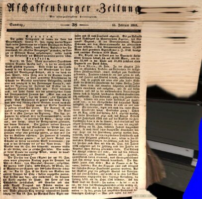 Aschaffenburger Zeitung Samstag 13. Februar 1841