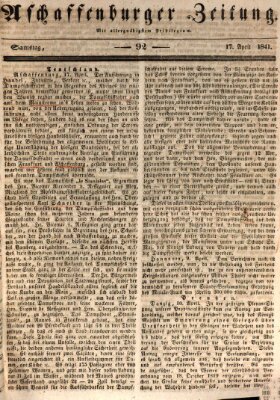 Aschaffenburger Zeitung Samstag 17. April 1841
