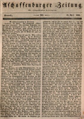 Aschaffenburger Zeitung Mittwoch 21. April 1841