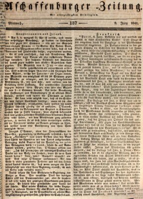 Aschaffenburger Zeitung Mittwoch 9. Juni 1841