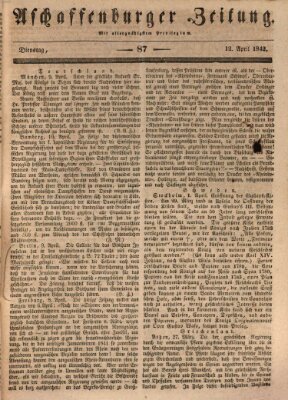 Aschaffenburger Zeitung Dienstag 12. April 1842