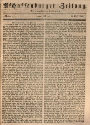 Aschaffenburger Zeitung Freitag 15. April 1842