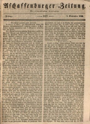 Aschaffenburger Zeitung Freitag 9. September 1842