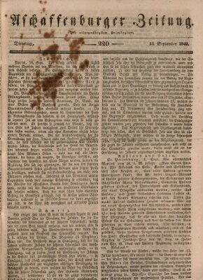 Aschaffenburger Zeitung Dienstag 13. September 1842