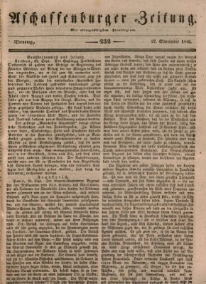 Aschaffenburger Zeitung Dienstag 27. September 1842