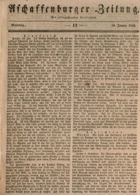 Aschaffenburger Zeitung Samstag 14. Januar 1843
