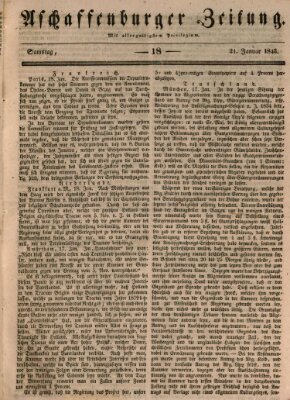 Aschaffenburger Zeitung Samstag 21. Januar 1843