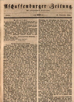 Aschaffenburger Zeitung Freitag 13. September 1844
