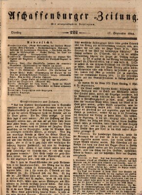 Aschaffenburger Zeitung Dienstag 17. September 1844