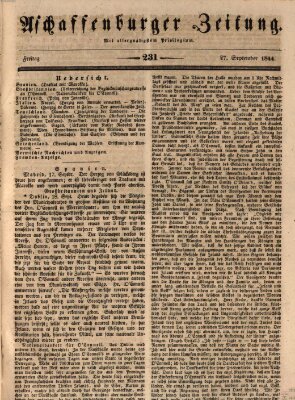 Aschaffenburger Zeitung Freitag 27. September 1844